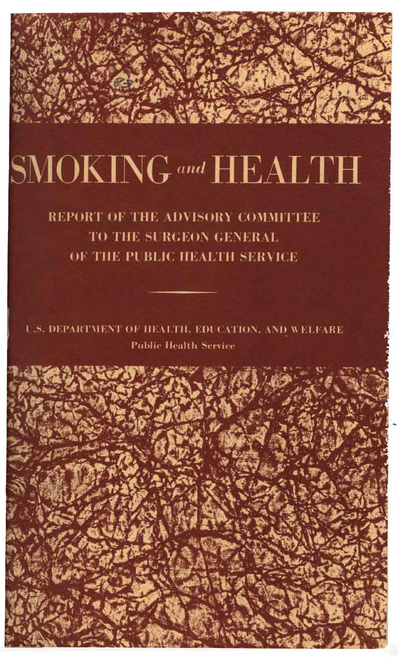 La couverture de Smoking and Health, le rapport historique du chirurgien général de 1964 qui détaillait les risques du tabagisme pour la santé.  (Bibliothèque nationale de médecine) 