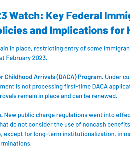 Mise à jour 2023 sur les principales politiques fédérales d'immigration et leurs implications pour la santé