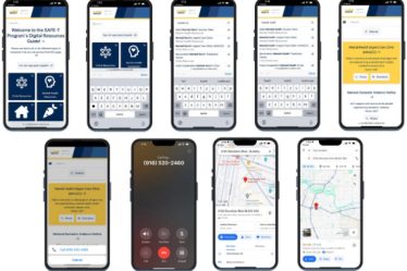 Nine images of cell phones showing what the SAFE-T App can do.