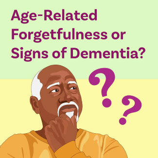 Infographie sur les oublis liés à l'âge ou les signes de démence. Cliquez pour ouvrir la page Web.