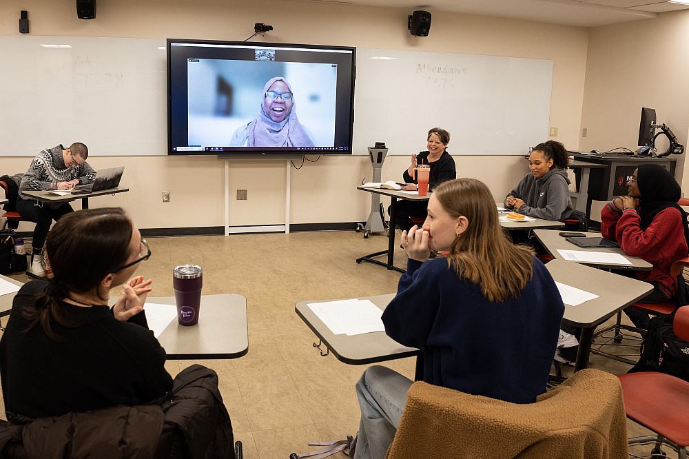 Clinical associate professor Heather Eastman-Mueller's class, Strategies for Effective Peer Education and Advocacy, has a virtual mee...